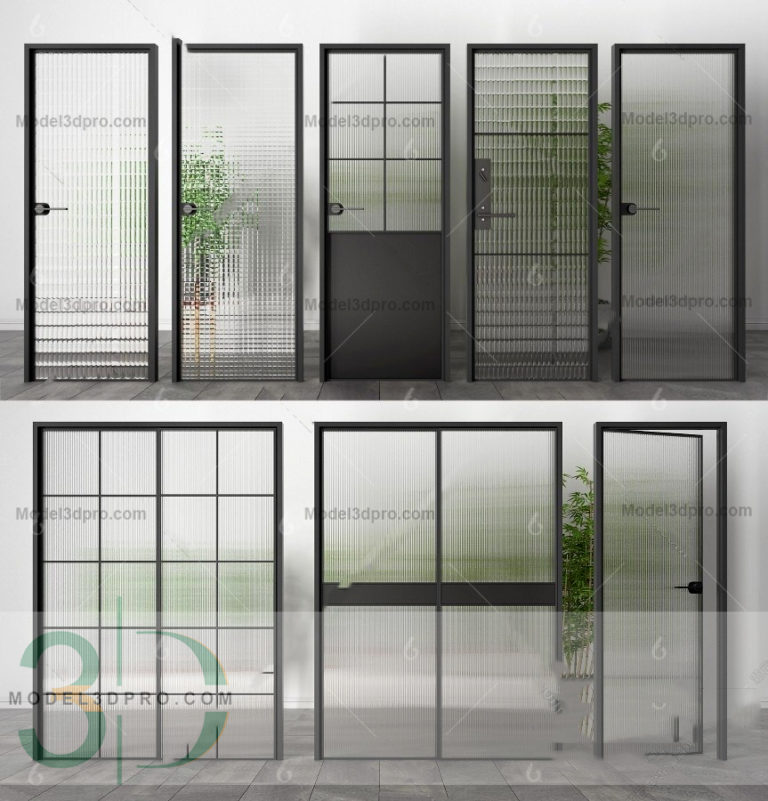 [Free3dmodels] MODEL 3D Door Glass – Model3dpro.com