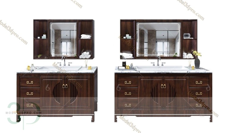 MODEL 3D Cabinets Bathroom – NghiaHouse