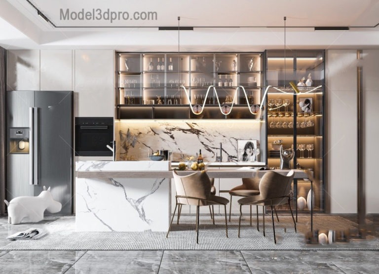 [Free3dmodel] MODEL 3D Kitchen – Model3dpro.com