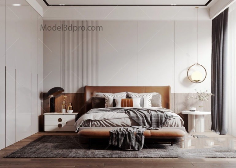 [Free3dmodel] MODEL 3D Bedroom – Model3dpro.com