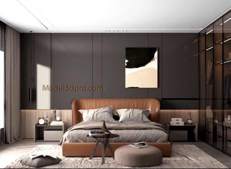 [Free3dmodels] MODEL 3D Bedroom – Model3dpro.com