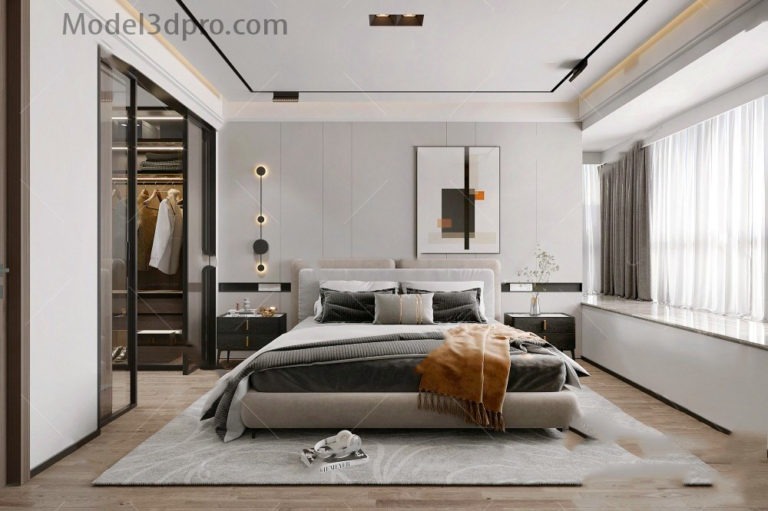 [Free3dmodel] MODEL 3D Bedroom – Model3dpro.com