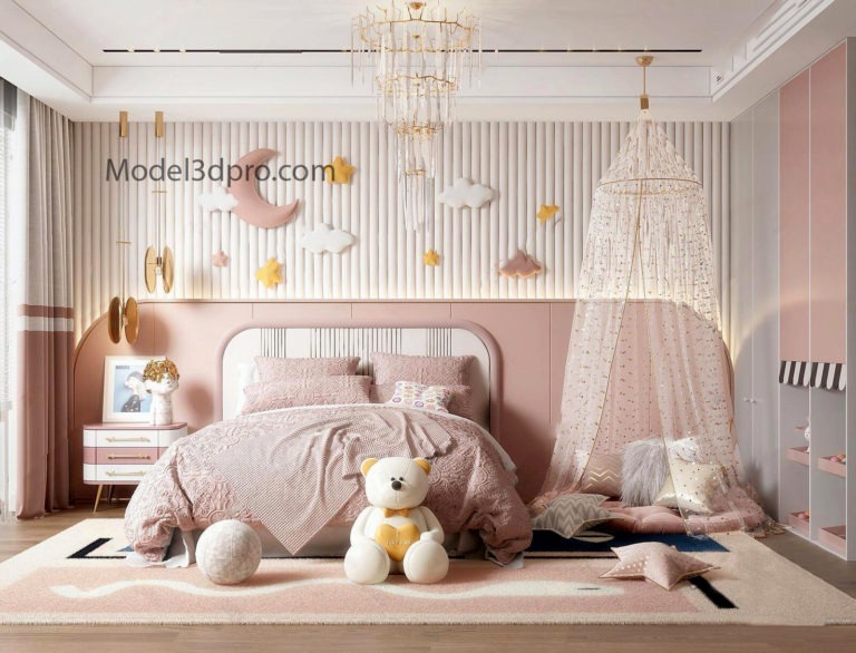 kids room interior design 3d model