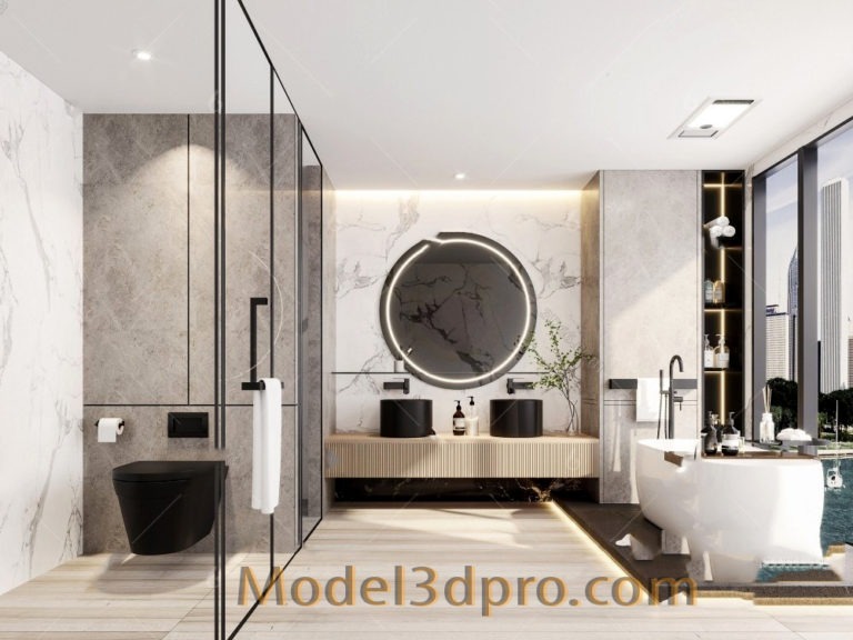 [Free3dmodels] MODEL 3D Bathroom – Model3dpro.com