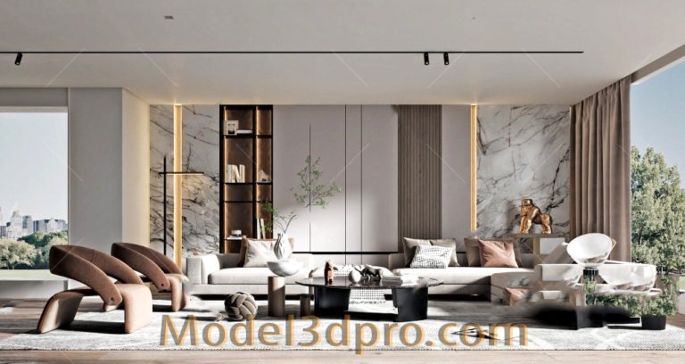 [Free3dmodels] MODEL 3D Livingroom – Model3dpro.com