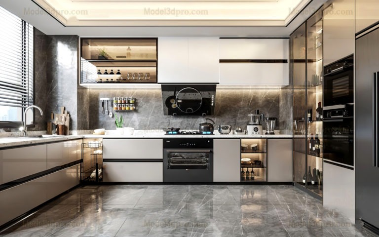 Free3dmodels] MODEL 3D Kitchenroom – Model3dpro.com