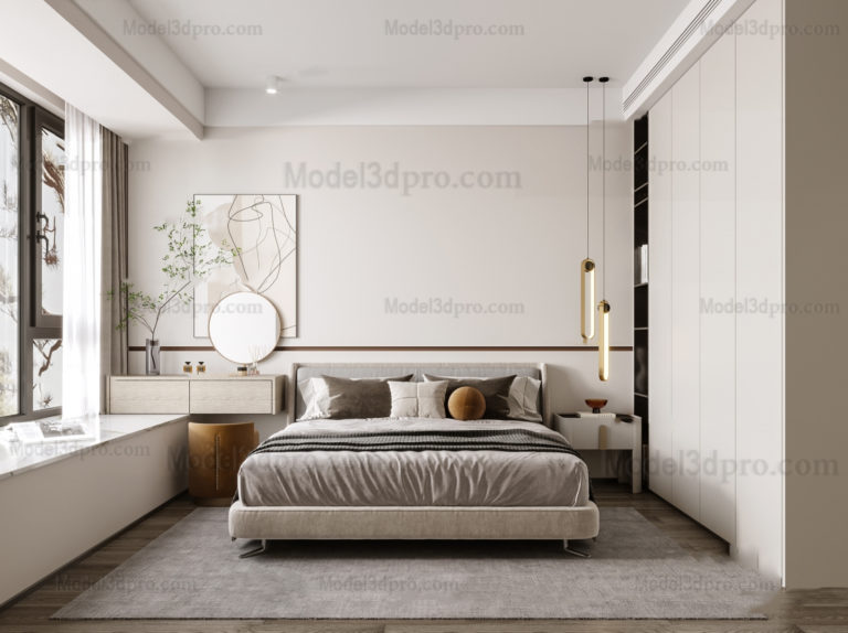 3D Free Scenes Bedroom – Model3dpro.com