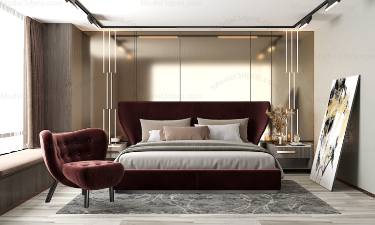 Bedroom Free 3d model – Model3dpro.com