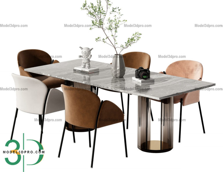 Dining table and chair 3d models