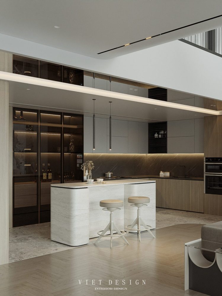 3D Luxury Kitchen and with livingroom model 3D model