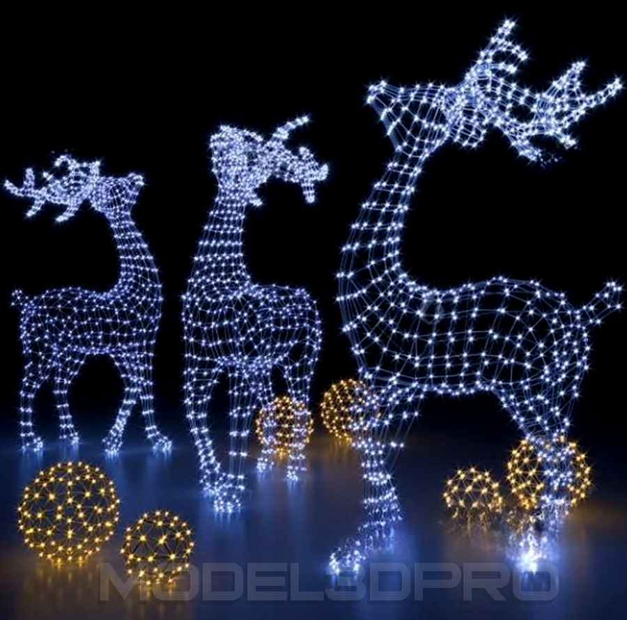 Deer Lights 3D model DEER ONE - Pendant light - 3D model Neon Lights - Jumping Deer free 3D model Geodesic Dome with Deer & Lights Deer Horn Chandelier 3d model