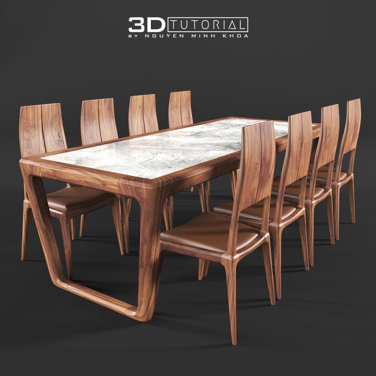 Download Free 3D Model Walnut Dining By Nguyen Minh Khoa 8090