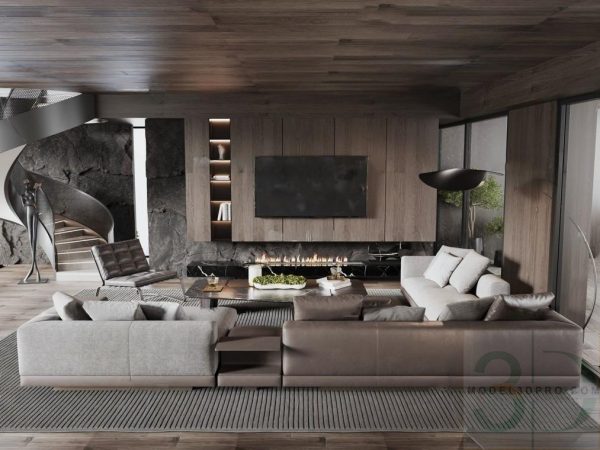 Living Room Scene 3D Models for Download