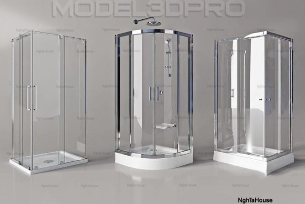 Glass Shower Cubicle Black 3D model 