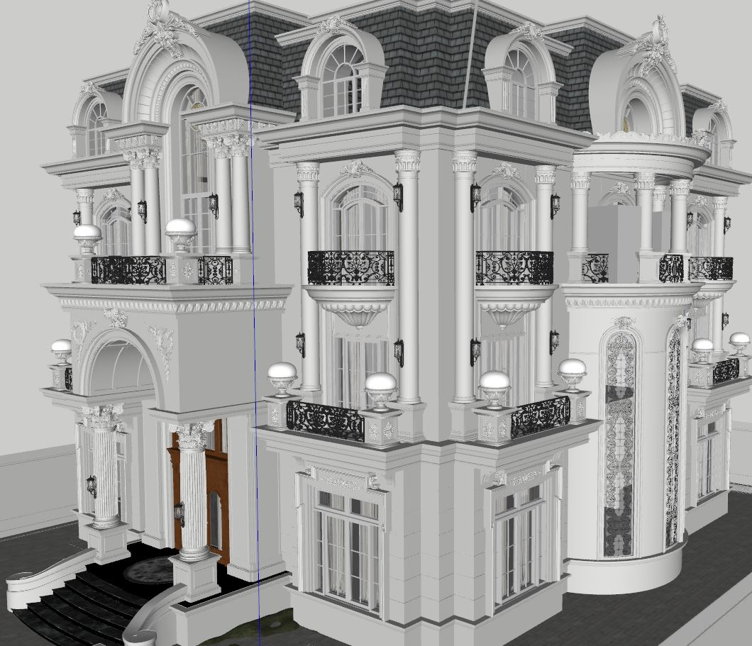 Villa Exterior Scene Sketchup Model Free Download