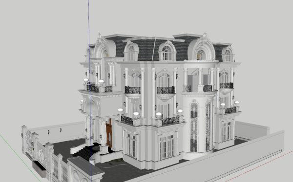 Villa Exterior Scene Sketchup Model Free Download