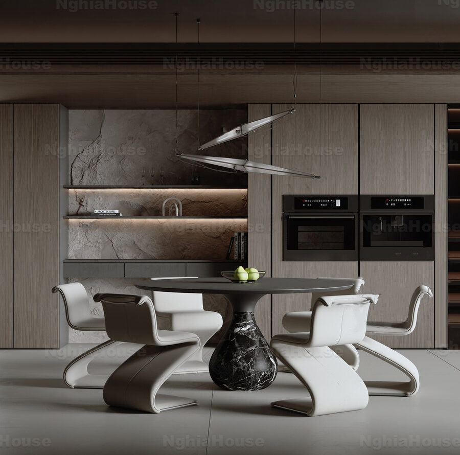 Modern 3D Kitchen and Dining Room Set