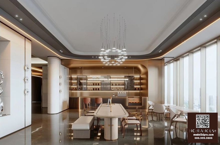 3D Model – Modern Luxury Café Interior Design (Corona Renderer ...