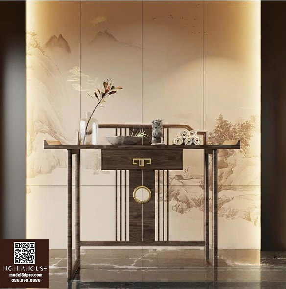 3D Model Asian Style Wooden Console Table_HJI4803718722539-VR