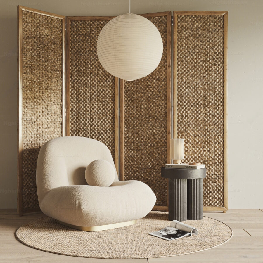 Free 3D Model Cozy Lounge Chair and Side Table | Ghế Thư Giãn Hiện Đại và Bàn Tròn 3D