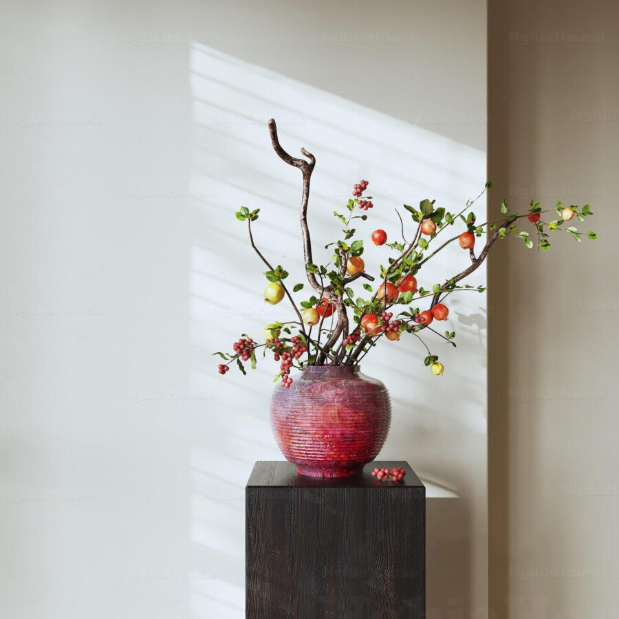 3D Model Decorative Flower Vase with Branches - 3ds Max_ID110648067