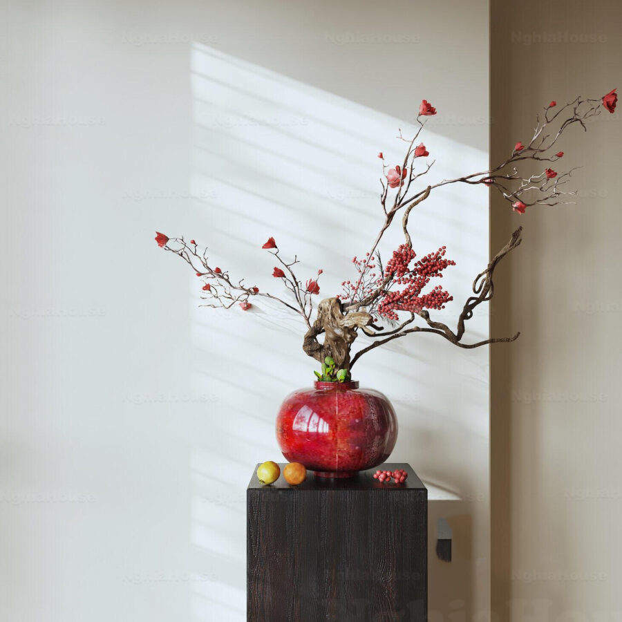 3D Model Decorative Flower Vase with Branches - 3ds Max_ID111172545