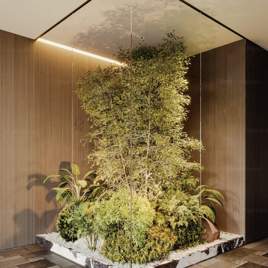 3D Model - Indoor Green Garden with Glass Partition_ID109861478 CR