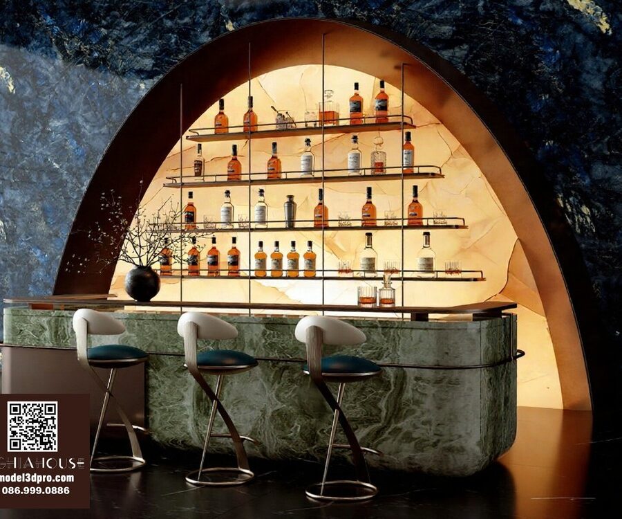 3D Model Luxury Bar Counter with Backlit Shelf – 3ds Max_115959513