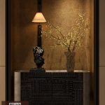 3D Model Luxury Console Table with Decorative Lamp, Sculpture and Vase_112289578