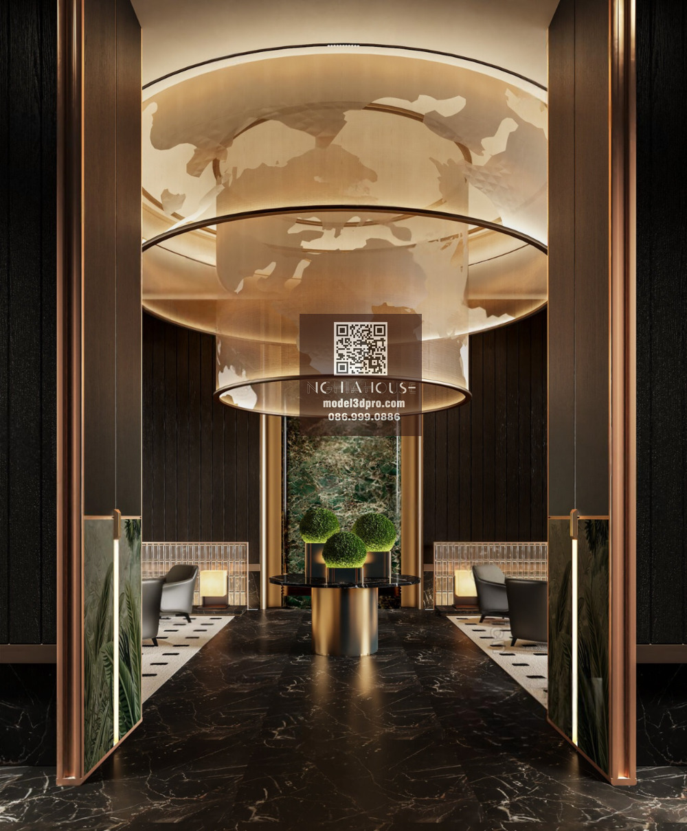 3D Model Luxury Lobby Interior – 3ds Max_105801056 - 3D Models Pro