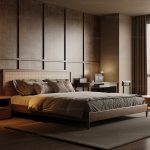 3D Model Modern Bedroom Interior – Bed, Nightstand, Desk & Lighting_1156349527