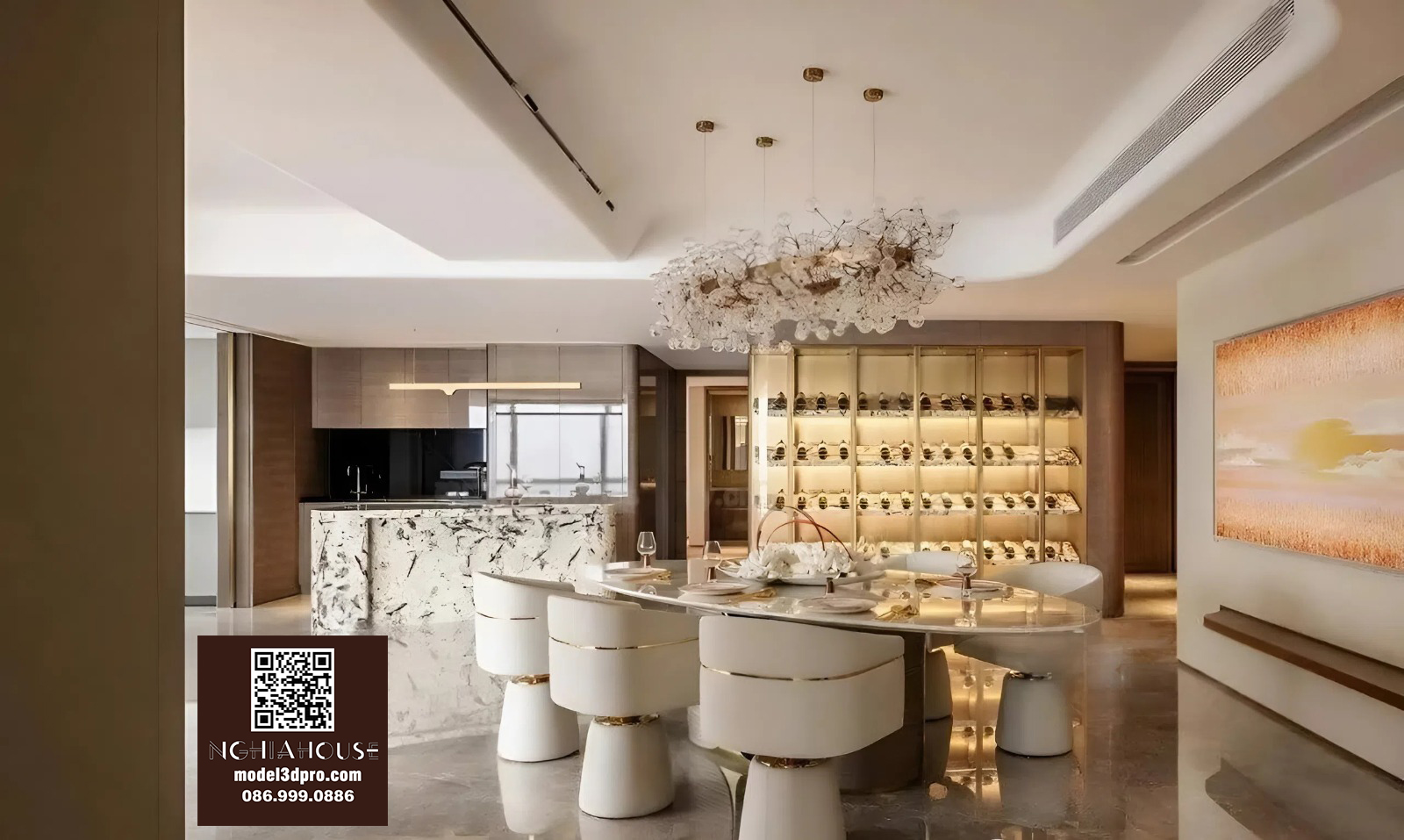 3D Model Modern Classic Home Office Interior – 3ds Max_109668214 - Ảnh 2