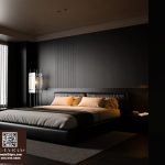 3D Model Modern Leather Bed with Minimalist Bedroom Interior_107898065 VR