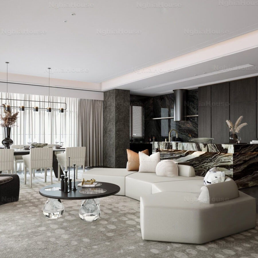 3D Model Modern Living Room and Kitchen Interior - 3ds Max_107235424