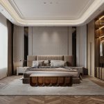 3D Model Modern Luxury Bedroom Interior with Bed, Wardrobe and Nightstands_ID1121150074-VR