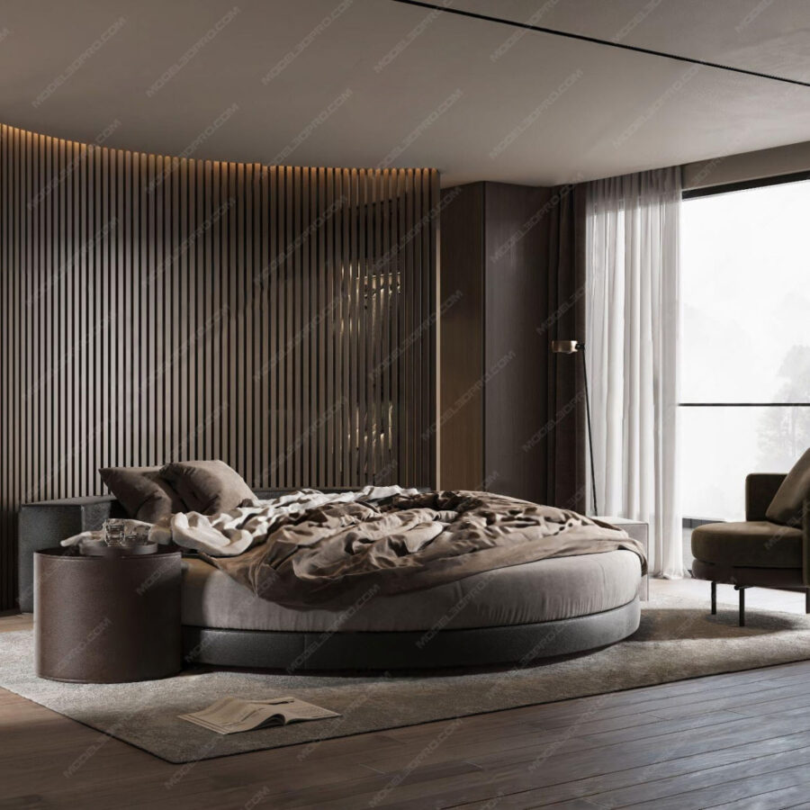 3D Model Modern Round Bed_IDC1115724952