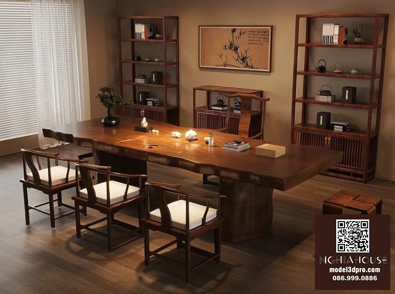 Free 3D Model Tea Room Table and Chairs | Model Nội Thất Phòng Trà 3dsMax