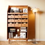 3D Model Vintage Wooden Cabinet with Drawers and Modern Floor Lamp 1162785217-CR