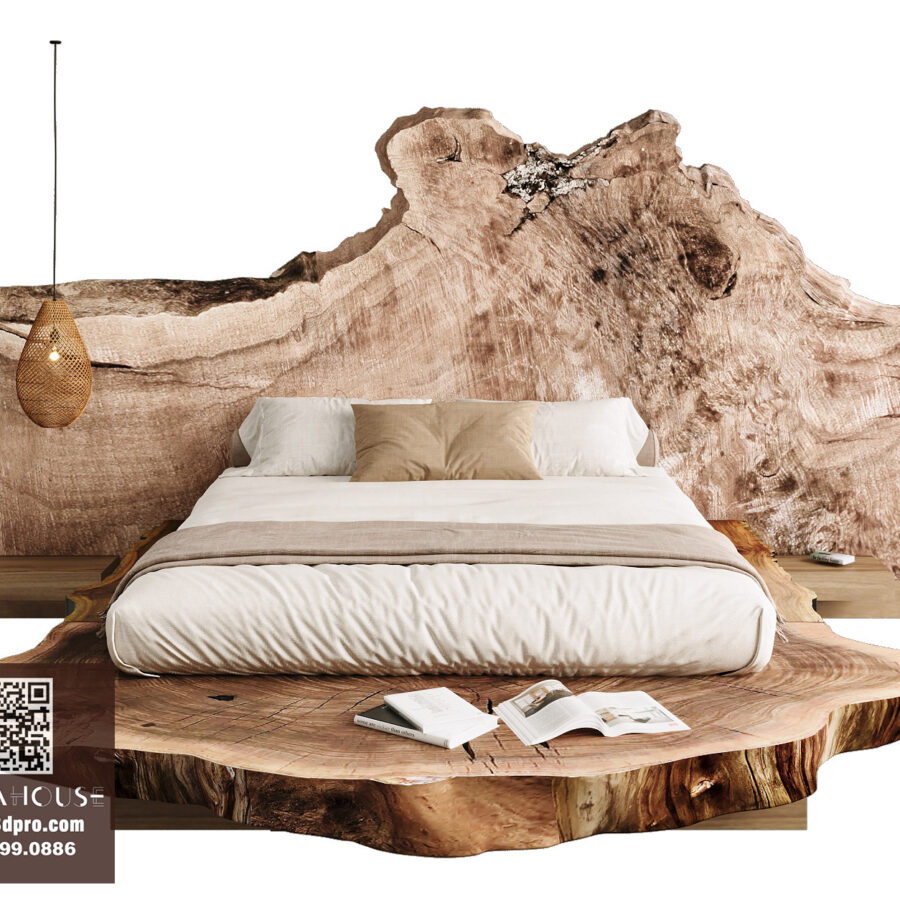 3D Model Wooden Bed with Natural Live Edge Design_HJI4803714379607