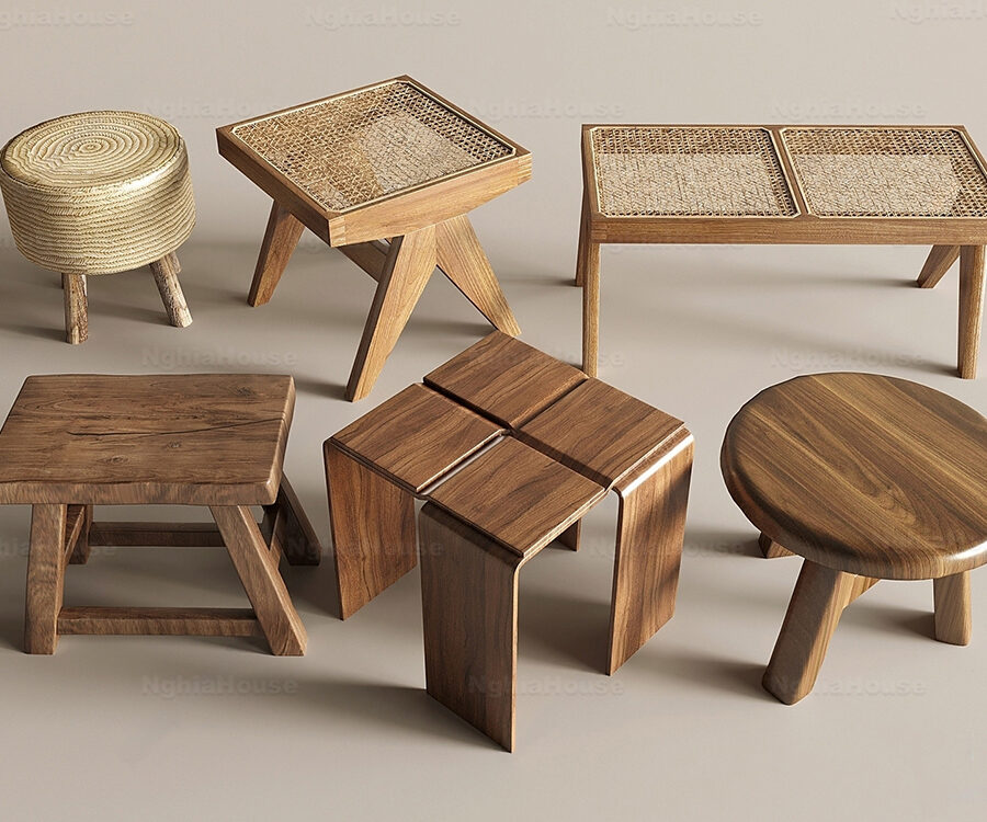 3D Model Wooden Stools & Chairs Collection_ID1144493512