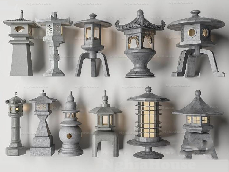 3D Model of Japanese Stone Lanterns - 3ds Max_HCI4803718257312