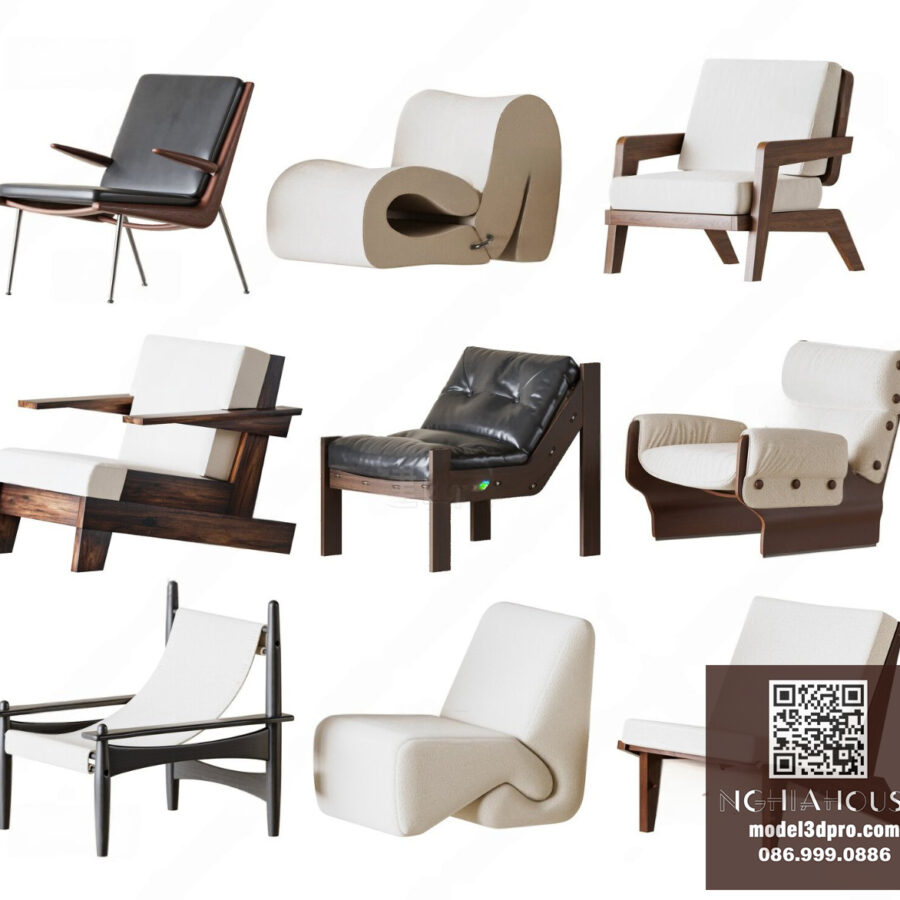 3D Model – Modern Armchair Collection  Vray