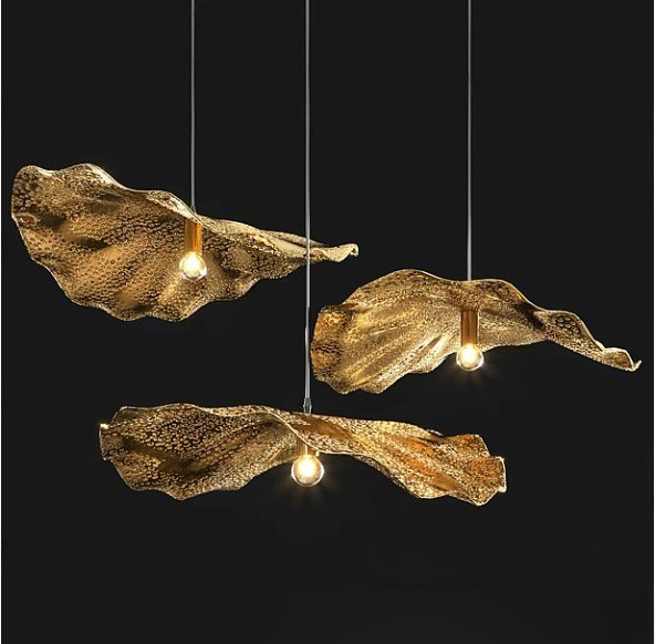 3D Model – Modern Artistic Pendant Light with Golden Wave Design_HBH480371125616 VR