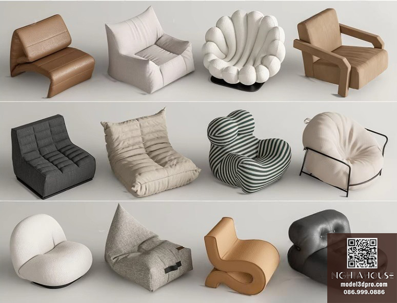 3D Model – Modern Lounge Chairs Collection 3ds Max V-Ray_5224