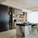 3D Model – Modern Luxury Kitchen and Dining Area Marble Island Vray Render