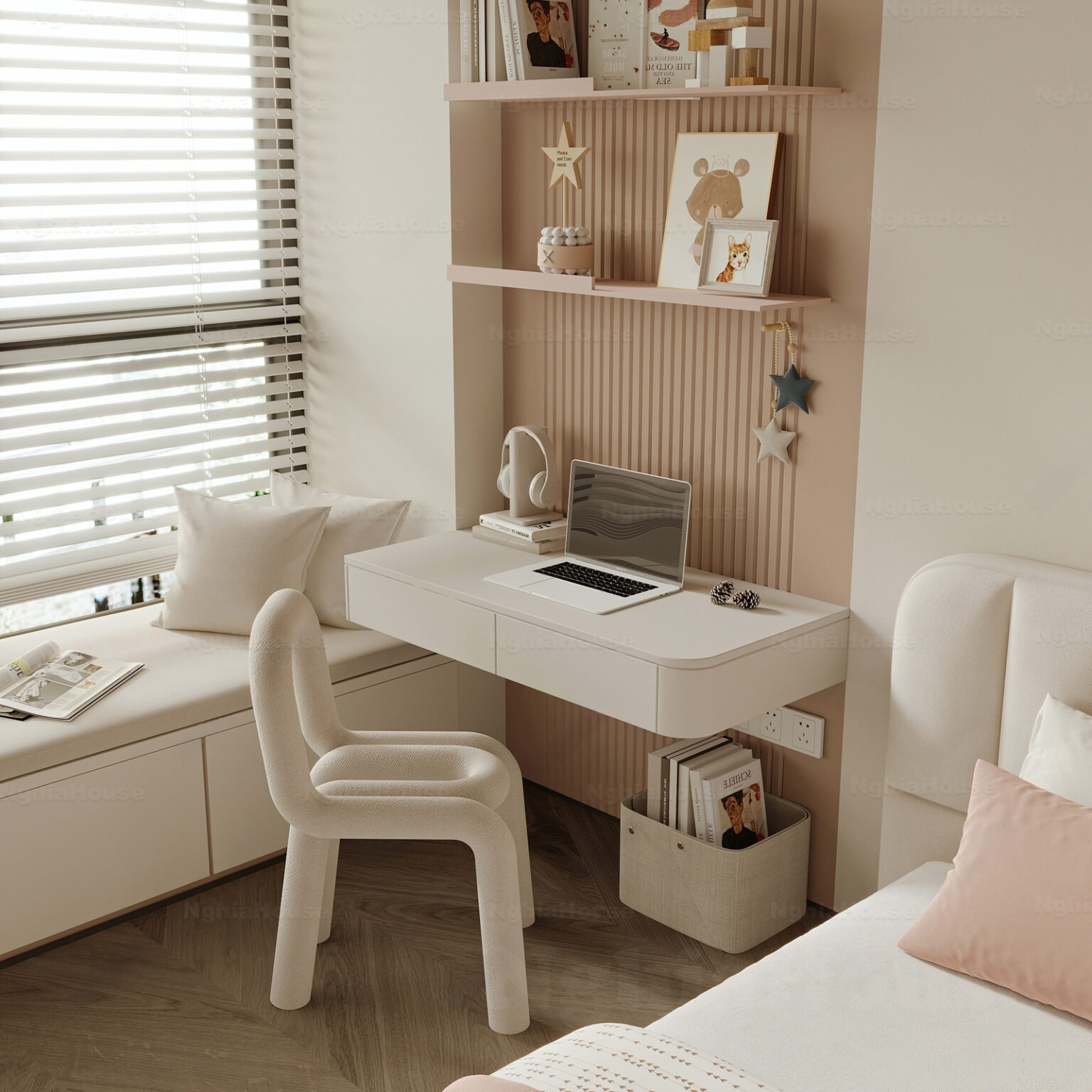 Visual Reference: 3D Models Minimalist Bedroom Workspace Design Vray 7089