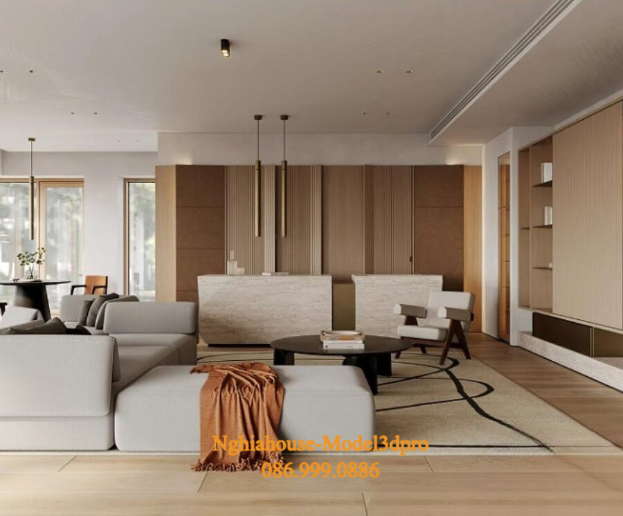 3D Modern Living Room and Kitchen Interior_HCI4803715311711