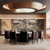 Asian Style Luxury Dining Room with Round Table and Wall Art - 3D Model_HCI4803719917259