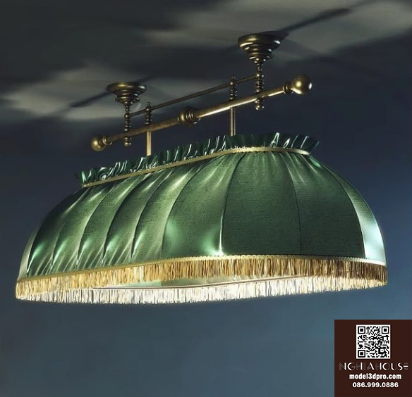 Classic Green Fabric Ceiling Lamp – 3D Model Vray_0971