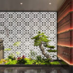 Free 3D Model Japanese Zen Garden Interior with Bonsai and Stone Statues_110845037